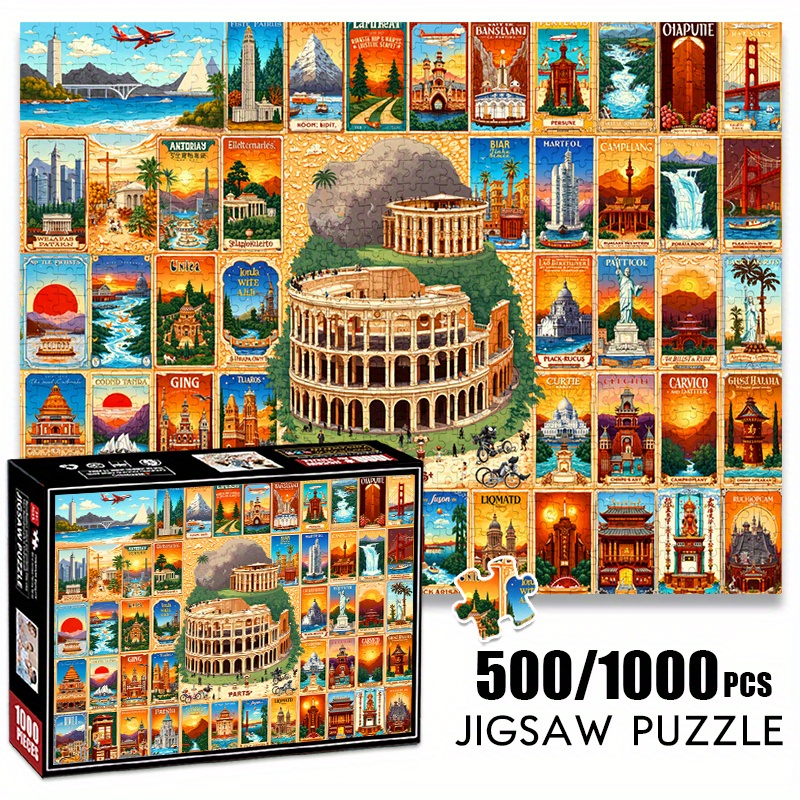 Puzzle Map World - 500/1000 pezzi di carta puzzle vintage