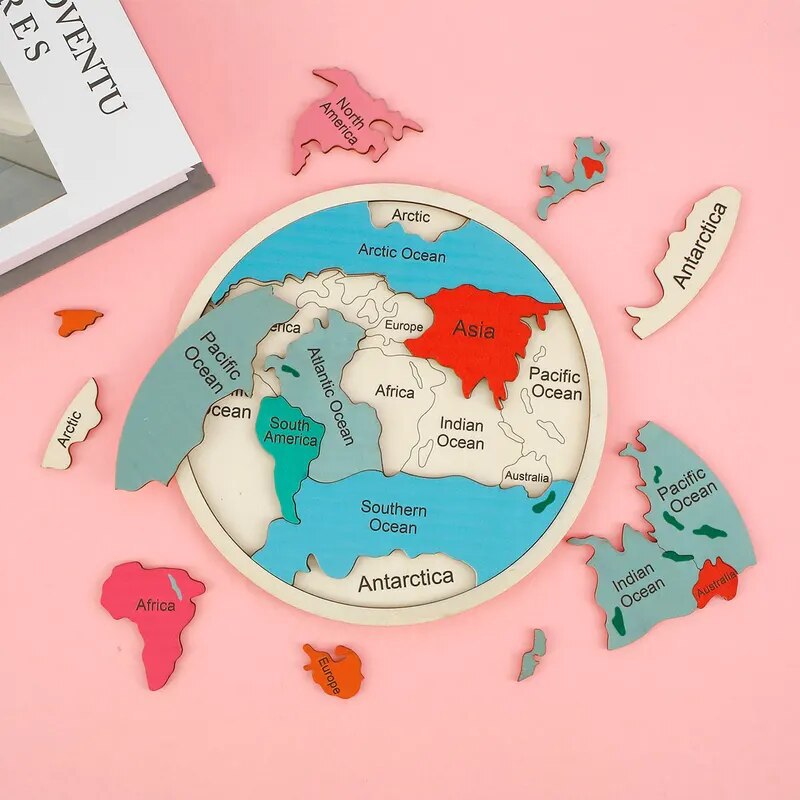 Puzzle Map World - Puzzle in Legno della Mappa del