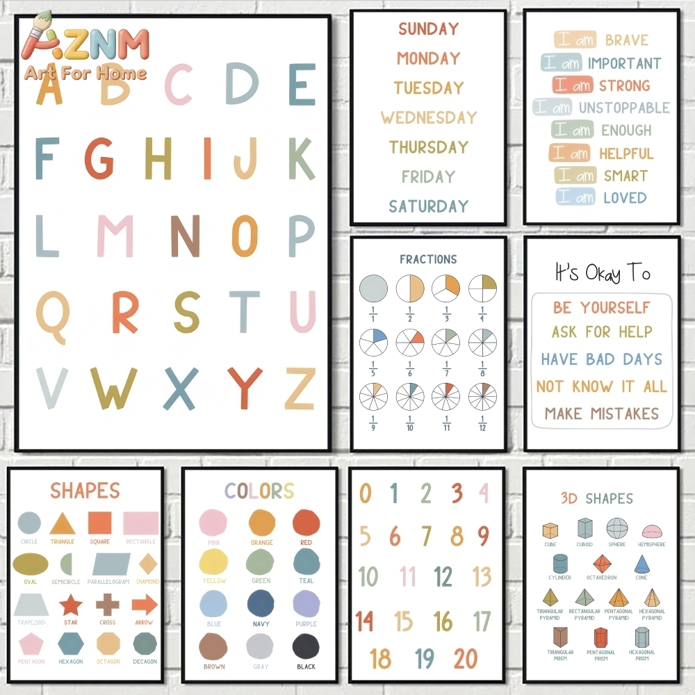 Kids Educational Poster - AZNM Quadro educativo con alfabeto e