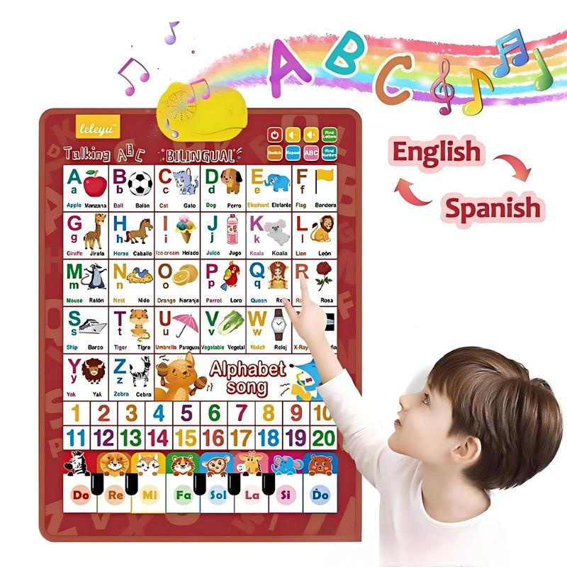 Kids Educational Poster - Poster Interattivo Bilingue Inglese-Spagnolo per Bambini