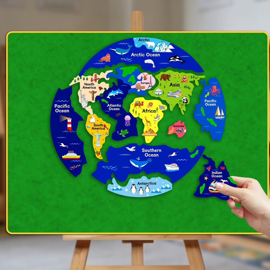 Puzzle Map World - Puzzle in Feltro della Mappa del