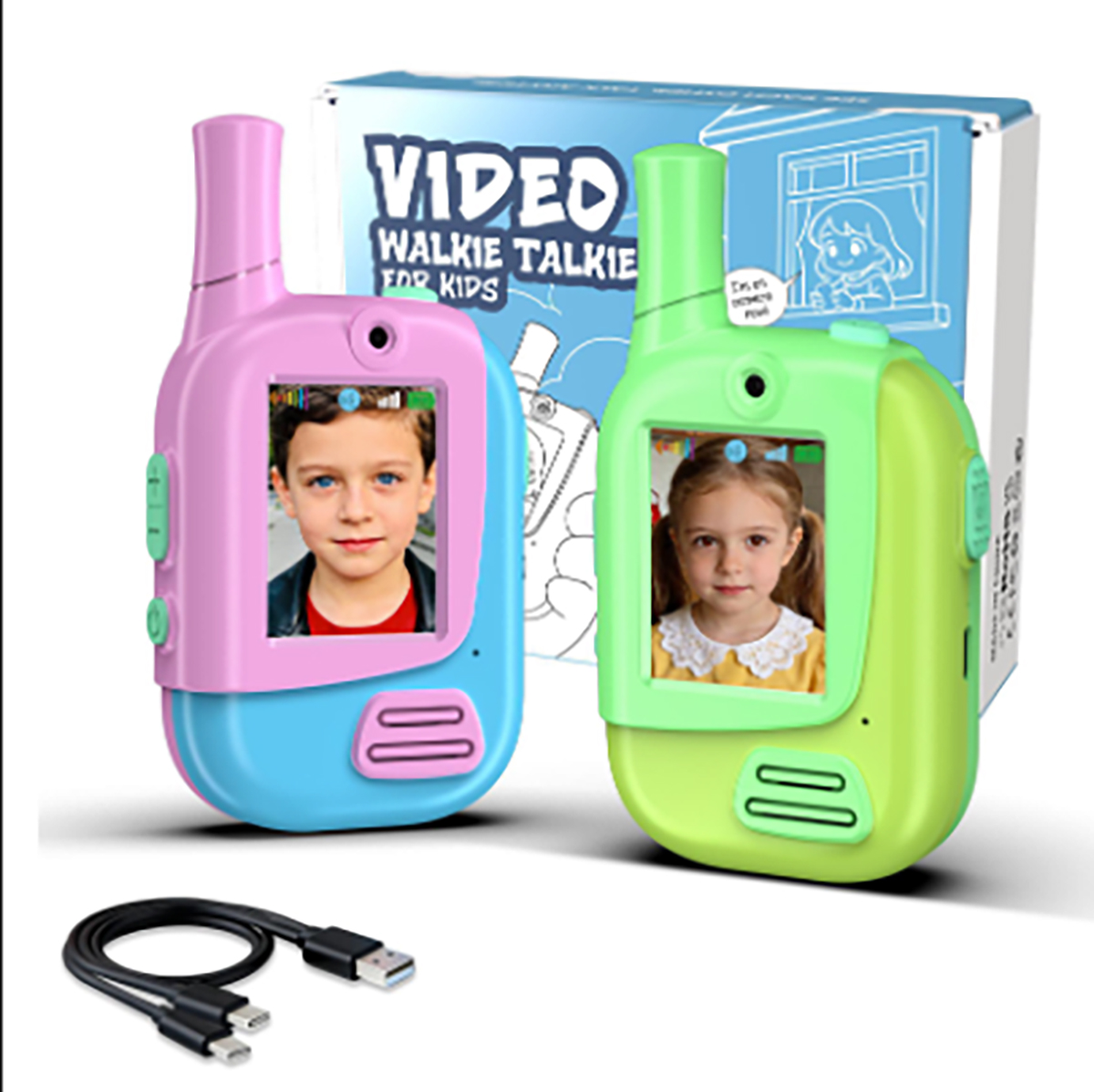 Kids Educational Videos - Set di 2 Walkie Talkie Ricaricabili