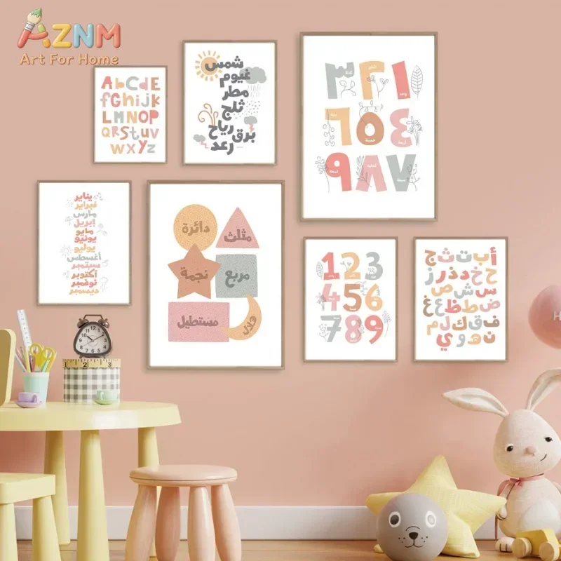Kids Educational Poster - Arte Murale Araba, Poster Educativo Alfanumerico