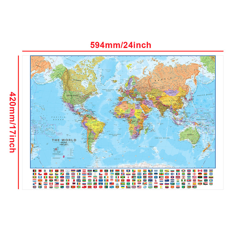 Mappa del mondo A2 59 * 42 cm  - Kids Educational Poster recensione e prezzo